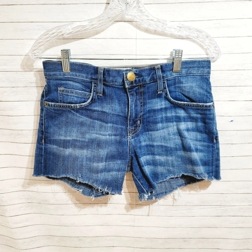 CURRENT/ELLIOTT THE BOYFRIEND SHORT IN LOVED MEDIUM WASH, SZ 24/0